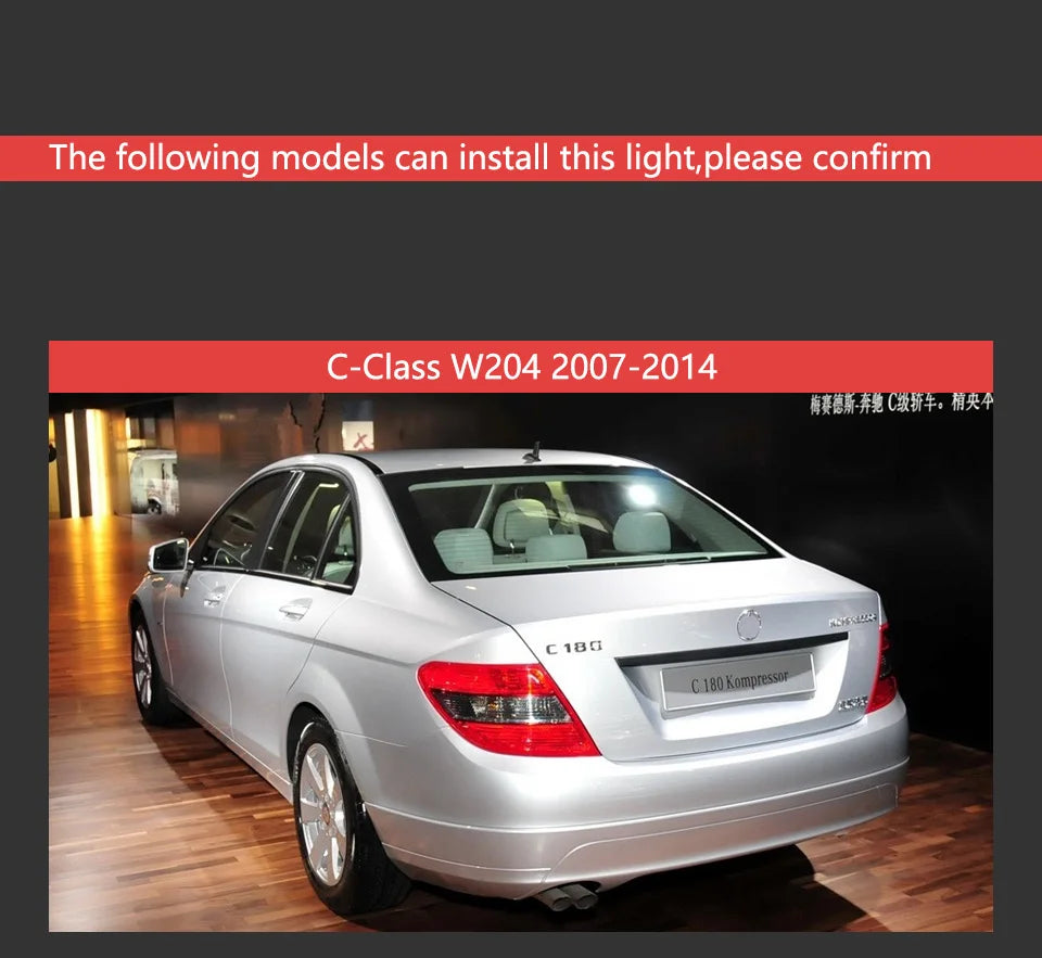 AKD Tail Lamp for Benz W204 LED Tail Light 2007-2013 C180 C200 C300 C350 C63 Rear Fog Brake Turn Signal Automotive Accessories