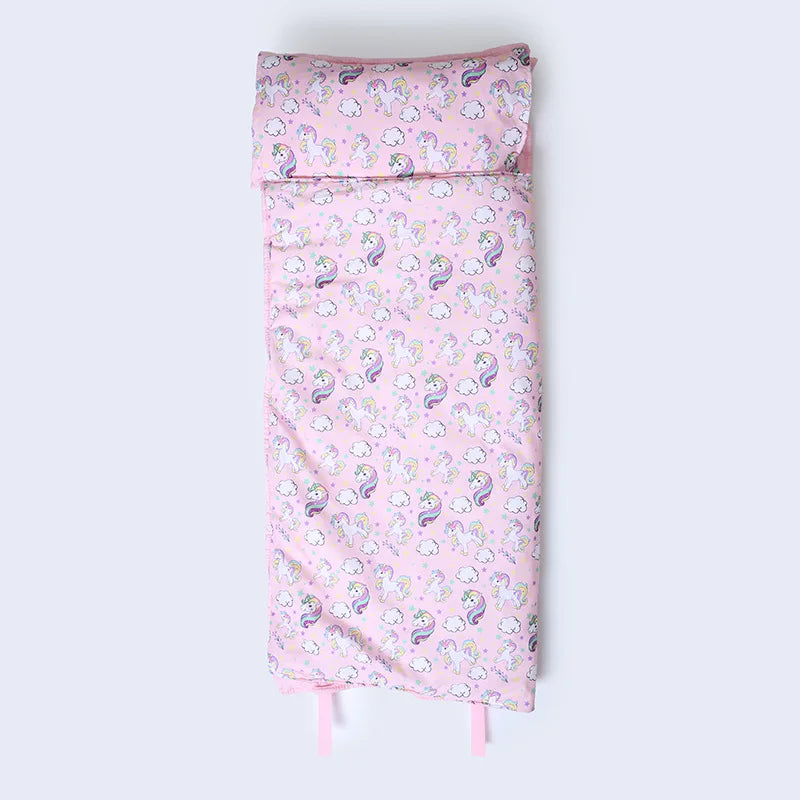 Toddler Nap Mat for Daycare Preschool: Kids Sleeping Bag with Pillow and Blanket Kindergarten Prek Naptime Slumber Bag Roll Up
