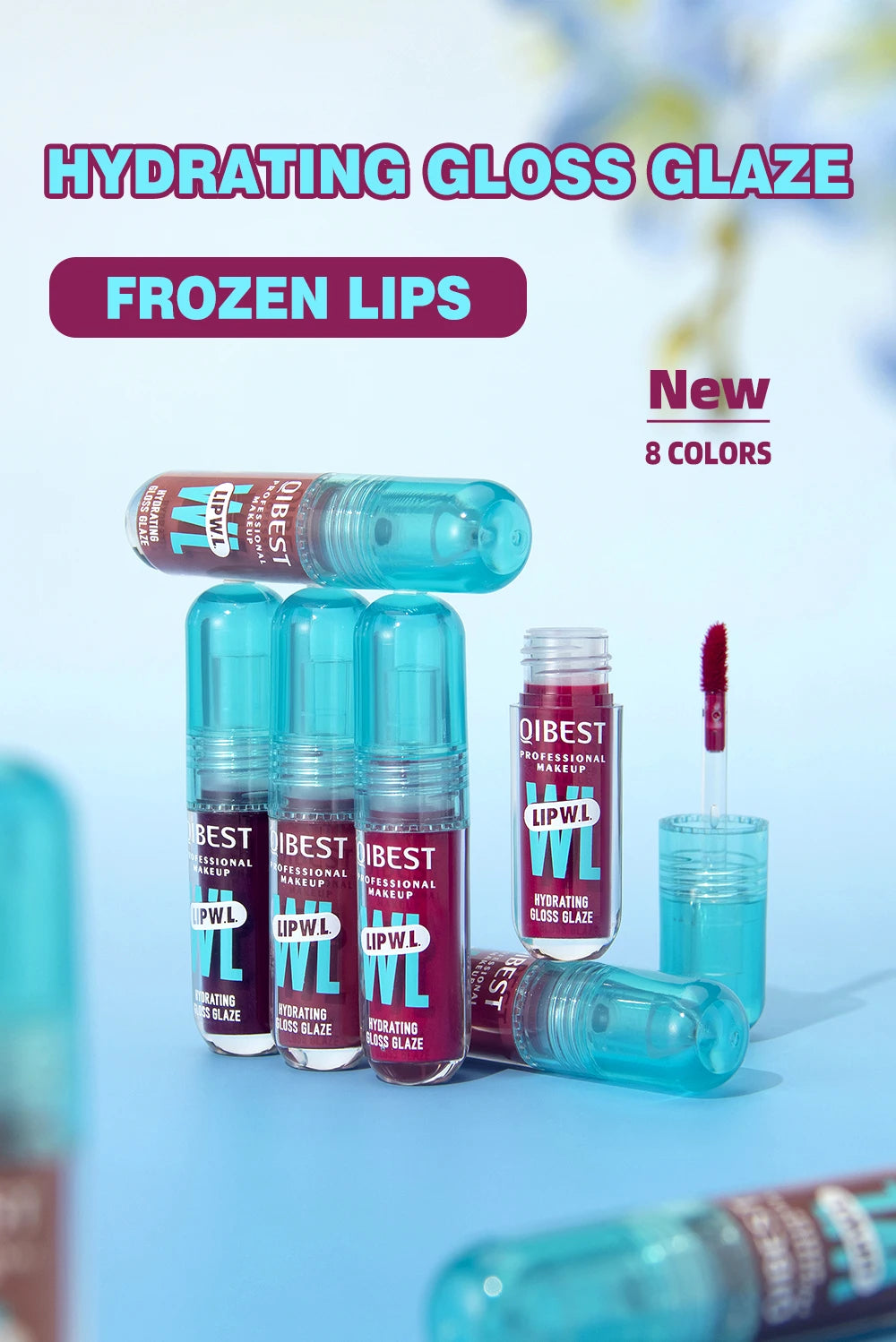 QIBEST Hydrating Crystal Lip Gloss Easy to Fade Mirror Water Glazed Lip Glaze Long Lasting Moisturizing Gloss Lip Tint Cosmetics