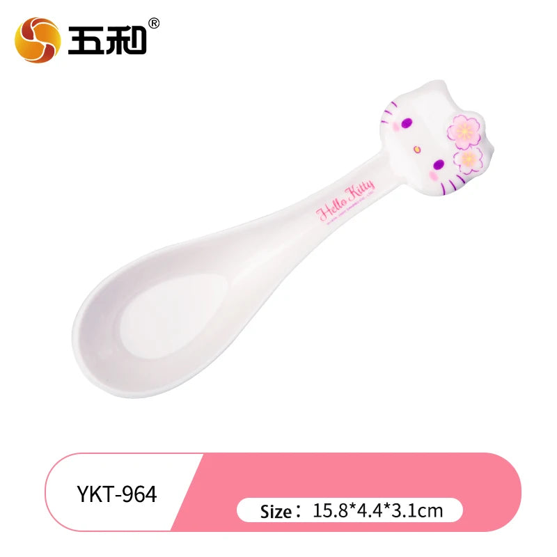 For Cherry Blossom Hello Kitty Tableware Baby Complementary Food Bowls BPA-Free Dining Plates Rice Bowl Cartoon Divided Plates