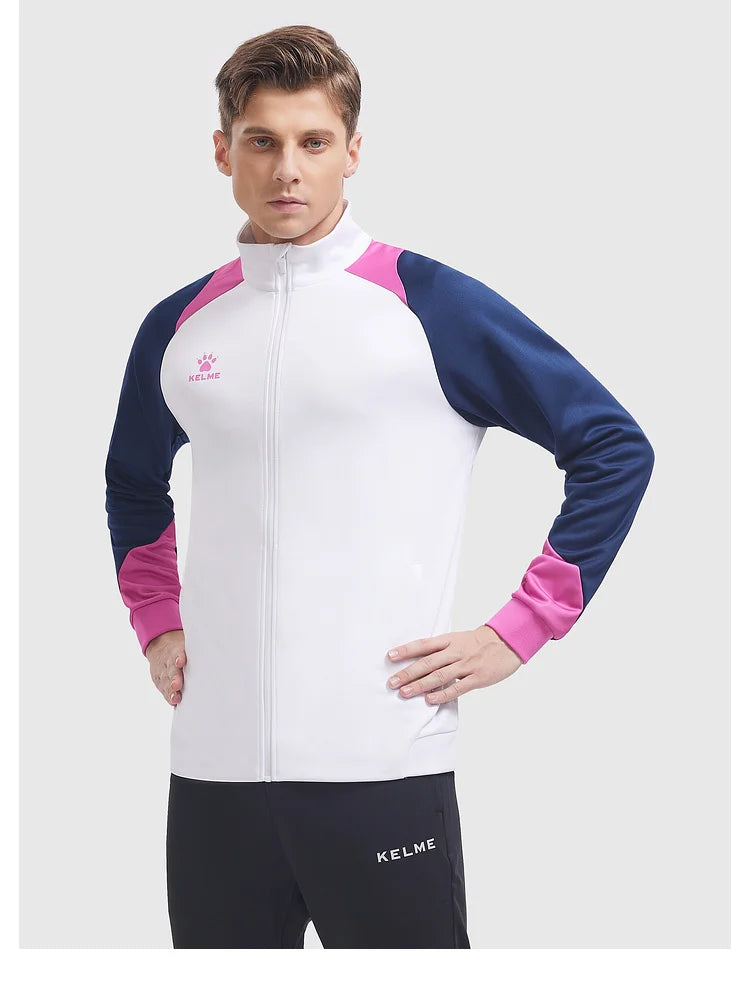 KELME Men's Running Jacket Football Sport Training Coat Windproof Fitness Jogging Sportwear Warm Lamb Woll Jackets 8361WT1064