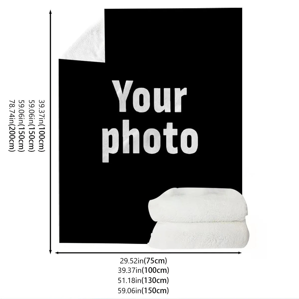 Customized Winter Personalized Thick Flannel Blanket with Warm Photo Print Soft Warm Cozy Multi-Purpose for Sofa Bed Office Nap
