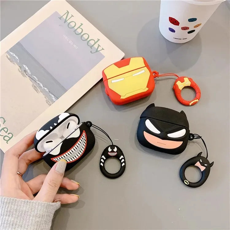 Venom For Airpods Pro 3 pro 2 Case Spider-Man Iron Man Captain America Protective Earphone Silicone Cover For Airpods 1 2 3 4