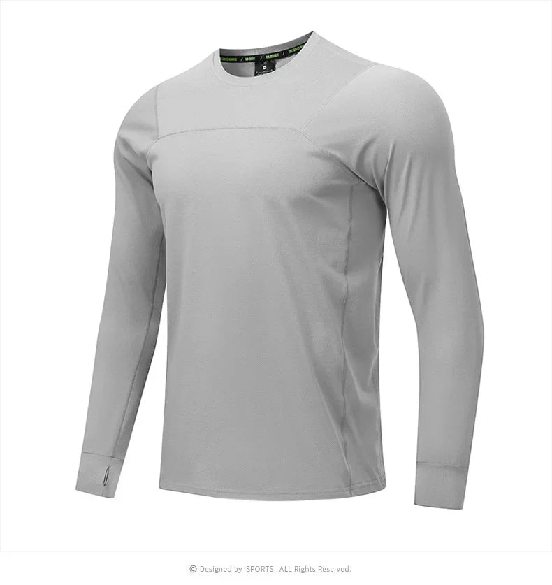 Quick Dry Long Sleeve T-Shirt Men's Thin Collar Breathable Outdoor Sports Base Shirt Striped Pattern Casual Comfortable Top