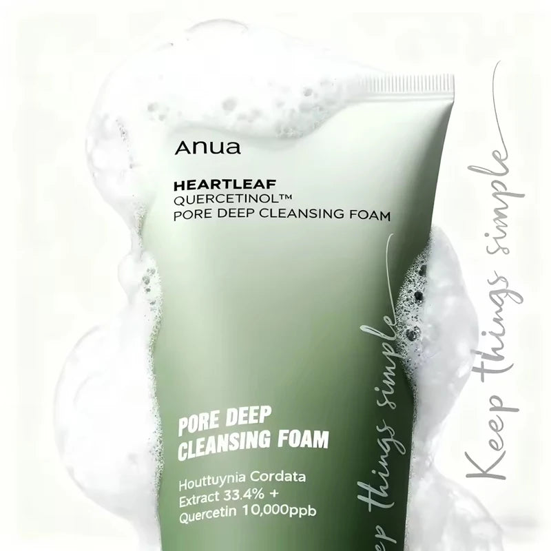 Anua Heartleaf Quercetin Pore Facial Cleanser Gentle Deep Cleaning Foam Oil Control Moisturizing Shrink Pores Korean SkinCare