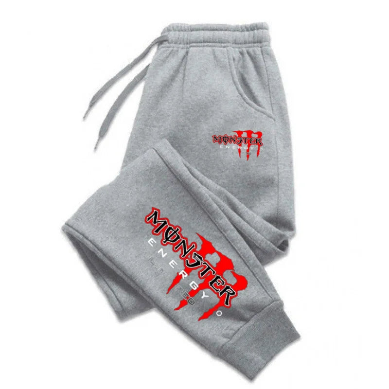 Monster Energy Letter Print Versatile Drawstring Casual Long Pants Men's Loose Straight Leg Jogger Pants