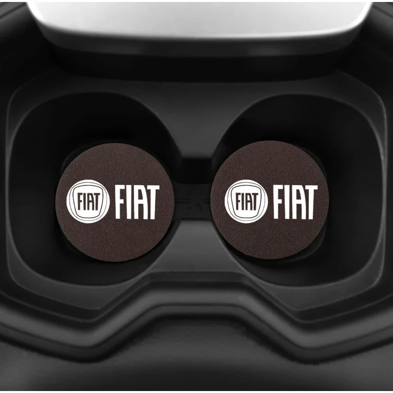 2Pcs Car Logo Silicone Water Cup Pad Cushion For Fiat Abarth 500 Tipo FR Panda Argo Freemont Viaggio Bravo Punto Doblo Pulse