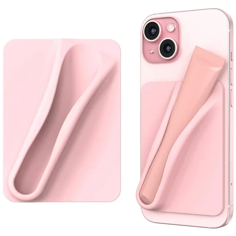 Lip Gloss Lipstick Lip Holder Soft Silicone Strong Adhesive Stand for IPhone 15 14 16 Pro Max Samsung S24 S25 Universal Bracket