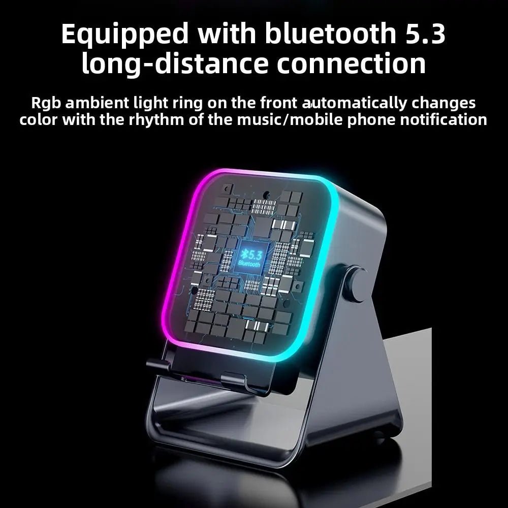 Auto-induction Wireless Induction Speaker Dual Mode RGB Ambient Light Bluetooth Speaker Enhance Sound Quality 360° Rotation