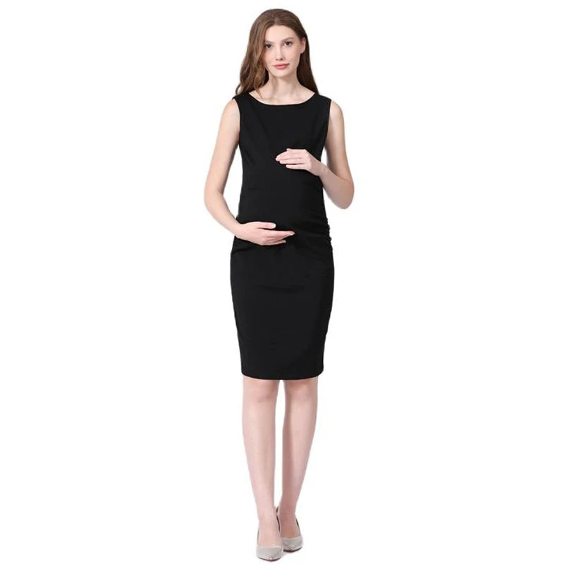 Summer Sleeveless Maternity Dress Knee-Length Casual Stripe Cotton Tank Dress for Pregnant Women Comfortable Mama Clothes
