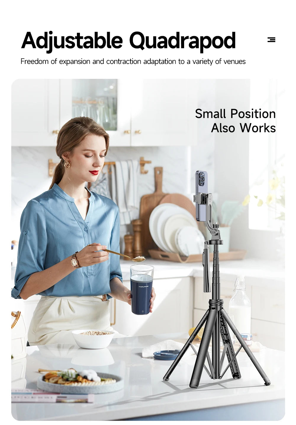 Tripod for Smartphone Light Camera,Tripods Stand with Wireless Bluetooth,Selfie Stick brackets with Phone Holder for Vlog/Video