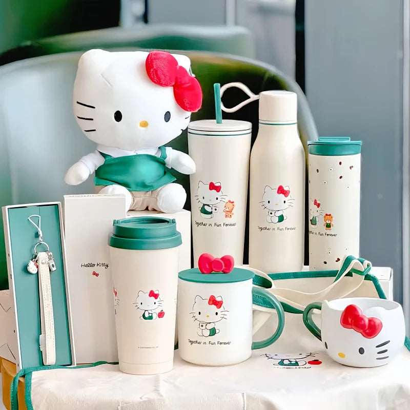 New Hot Limited Edition Sanrio Hello Kitty Co-Branded Cute Mug Straw Cups Stainless Steel Cup Collectibles Cups Halloween Gifts