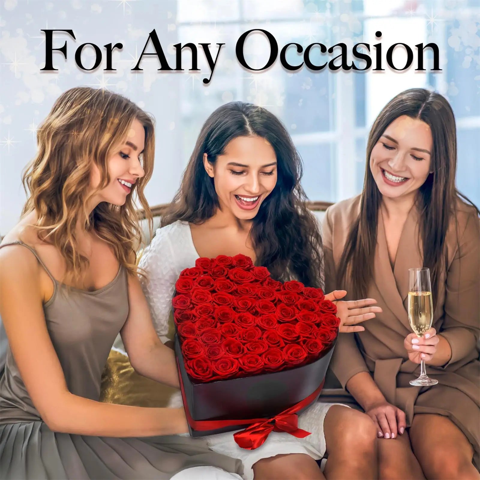 24pcs Artificial Rose Bouquet Heart Shape Rose Gift Box 100 Languages I Love You Necklace Eternal Roses Valentine's Gift for Her