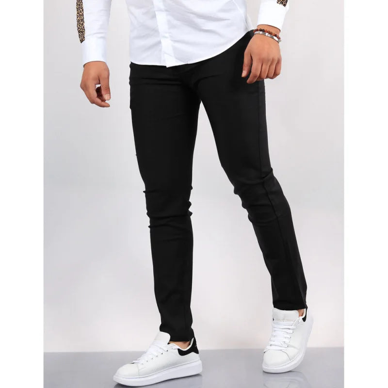 Men's Casual Decorative Fake Pocket Pure Color Formal Pants Mid Waist Long Trousers Cotton Polyester Blend Fashion Urban