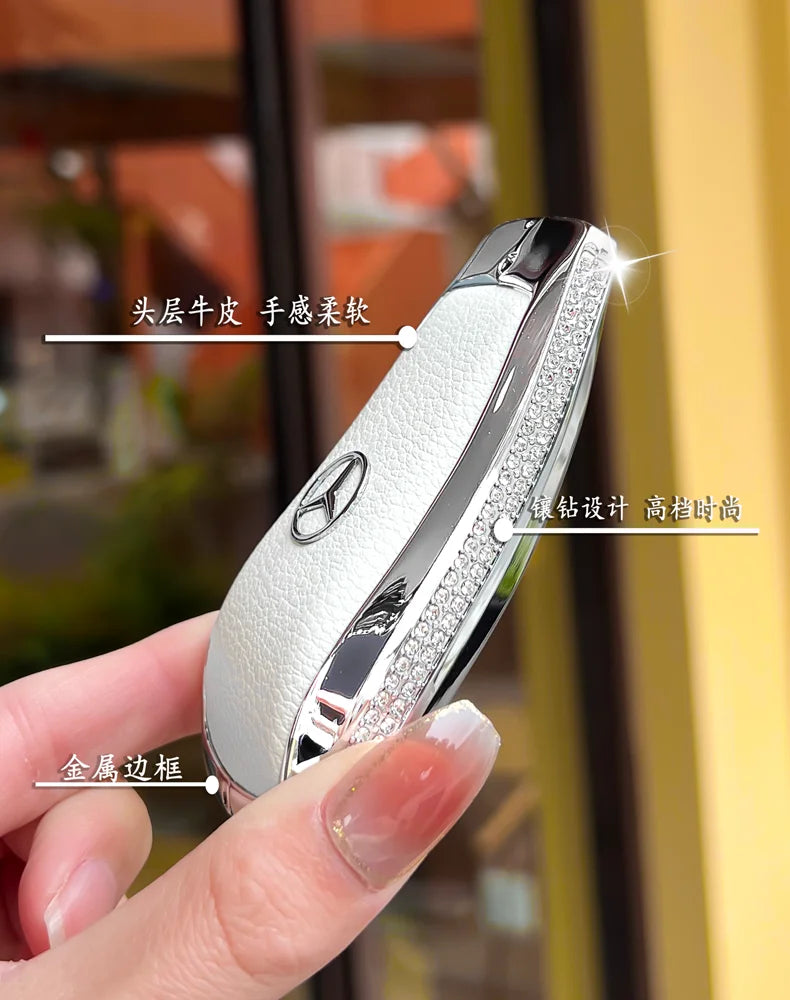 Full Wrap Rhinestone Key Fob Shell Fit Mercedes Benz GLE GLB GLS W206 W214 Smart Key Shiny Diamond Key Cover Car Decoration Gift