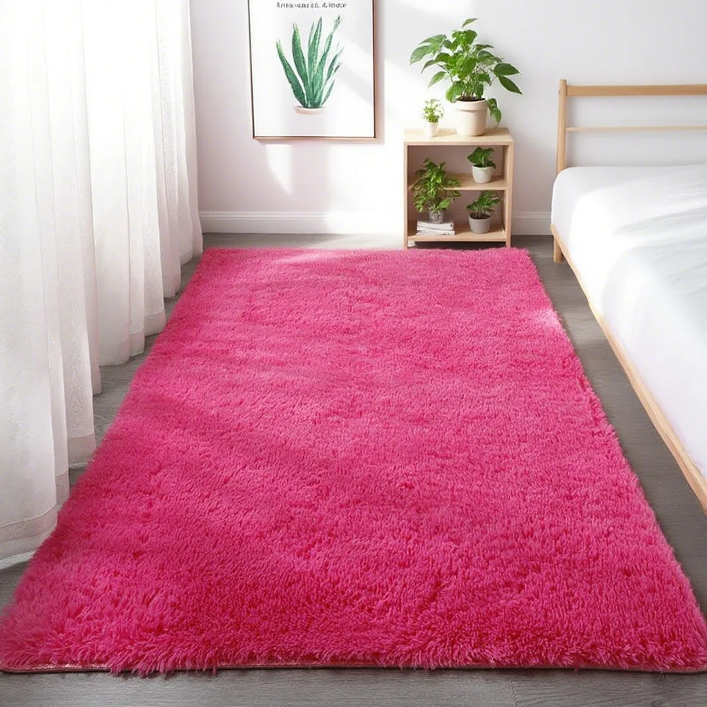 Shaggy Area Gray Rug For Living Room Super Soft Long Pile Bedroom Carpet Non-Slip Children's Home Decor Fluffy Bedside Floor Mat