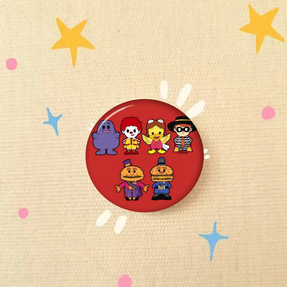 Anime Creative Tinplate Soft Button Pins Animal Icon Brooch Lapel Backpack Badge Accessories Pin Hot McDonalds logo Corp