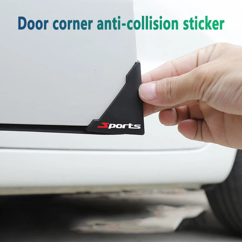 2/4pcs Universal Car Door Corner Protectors, Sport Pattern Silicone Anti-Scratch Bumper Covers for Vehicle Door Protection