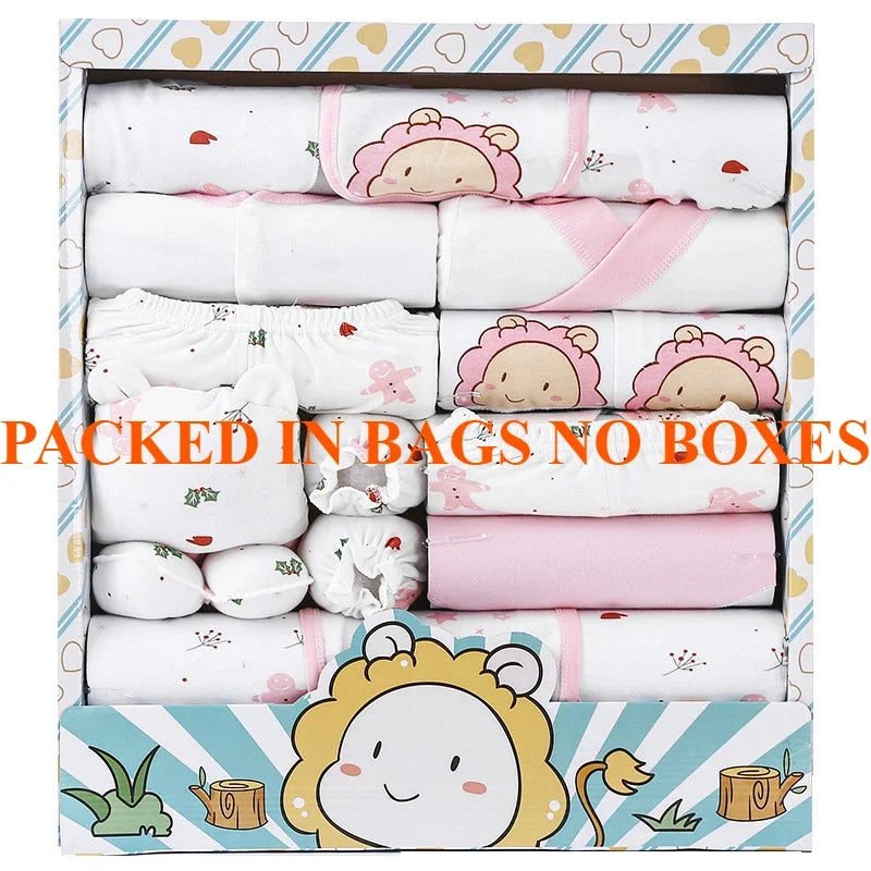 Newborn 18pcs/Set Clothes Soft Cotton Cartoon Clothing Set Spring Autumn Baby Boys Girls New Born Hat Bib Suits 0-6Months Babies