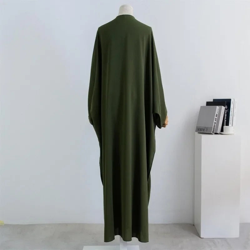 Muslim Out Abaya Smocking Sleeve One-piece Prayer Women Jilbab Cardigan Coat Islamic Clothing Dubai Saudi Robe Turkish