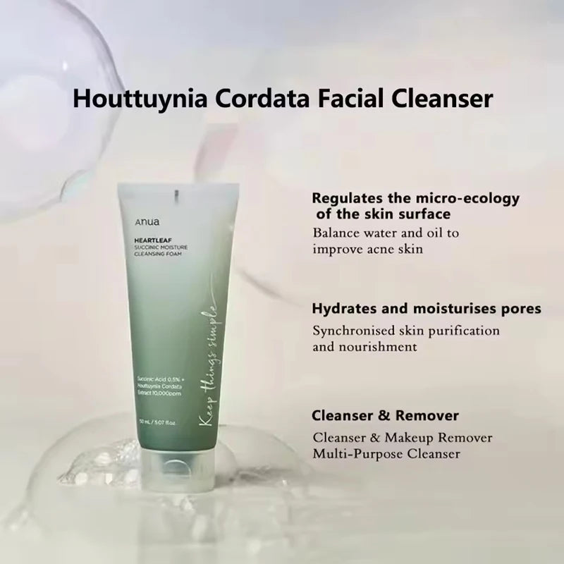 Anua Heartleaf Quercetin Pore Facial Cleanser Gentle Deep Cleaning Foam Oil Control Moisturizing Shrink Pores Korean SkinCare