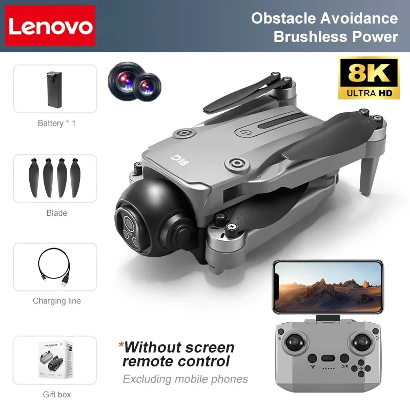 Lenovo D18 Drone 8K Aerial HD Dual-Camera Intelligent Obstacle Avoidance Brushless Power 5G WIFI Screen Remote Control GPS Drone