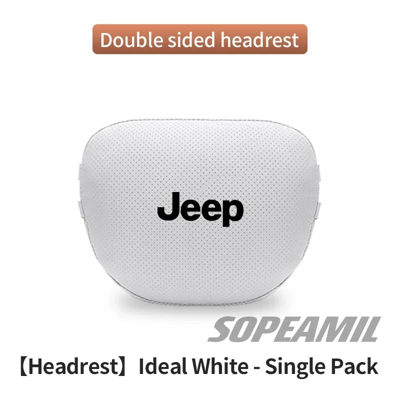 Car Suede Leather Headrest Seat Waist Cushion Pillow Jeep Patriot Commander Renegade Compass Grand Cherokee Wrangler Gladiator