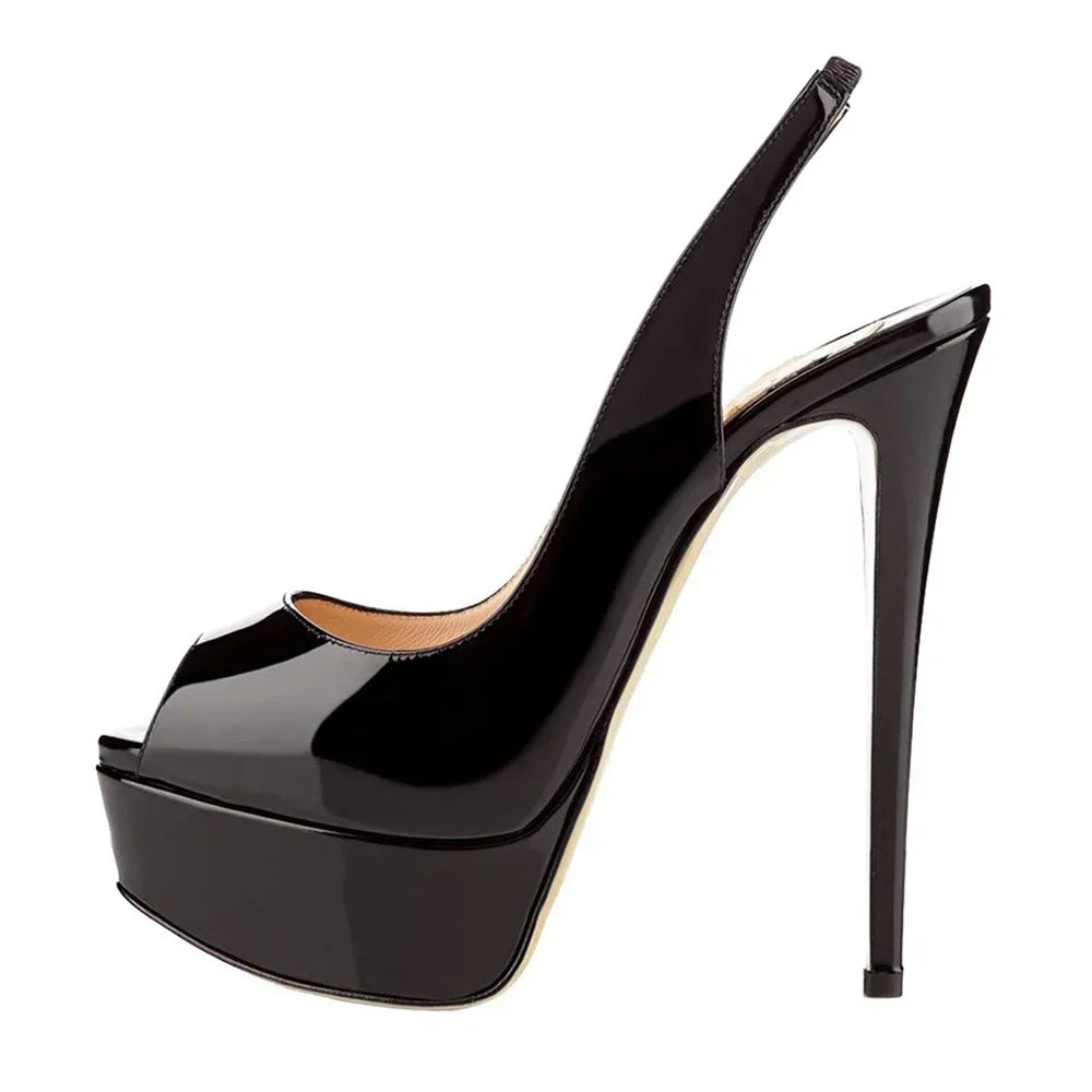 Women Pumps Stilettos 14CM Platform Stripper High Heels Sexy Open Toe Sandals Gladiator Party Dress Wedding Shoes Large Size 44