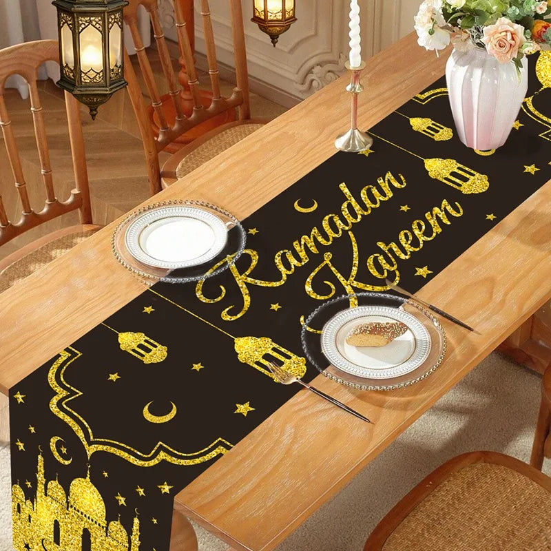 Ramadan Table Runner Eid Mubarak Decoration 2026 for Home Ramadan Kareem Ramadan Mubarak Islamic Muslim Party Eid Al-Fitr Gifts