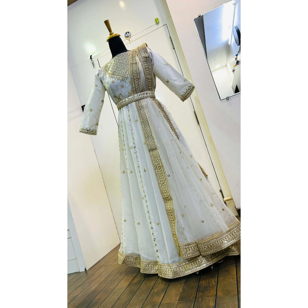 Designer Anarkali Modest Wedding Dress with Beautiful Dupatta for Parties for Brides and Guests