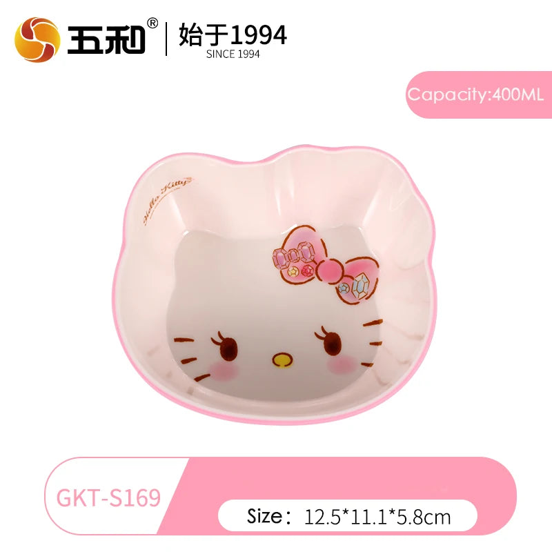 For Hello Kitty Children Tableware Cartoon Irregular-shaped Bowls Anti-scald Dining Plates BPA Free Baby Food Supplement Bowls