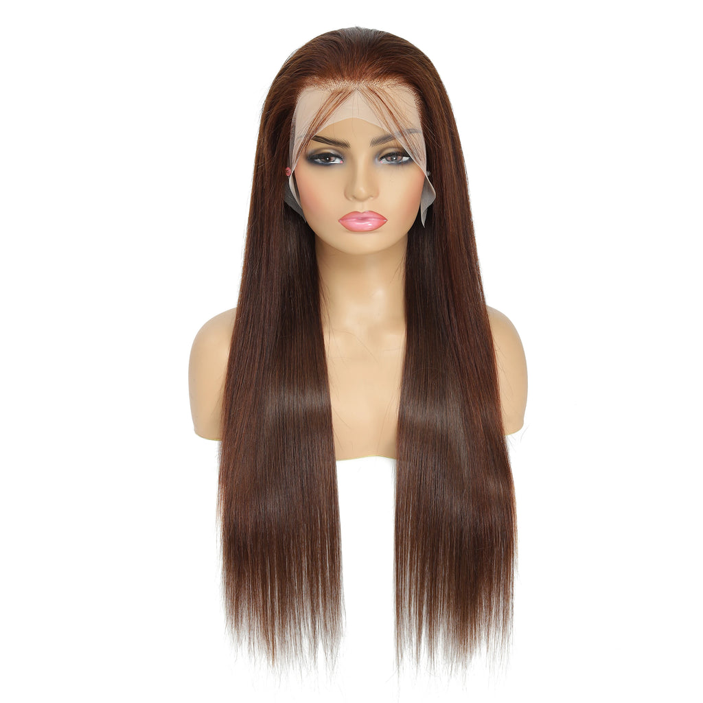 13x4 Chocolate Brown Straight Lace Front Human Hair Wigs 360 Lace Wig 100% Human Hair Pre Plucked Lace Frontal Wig For Women