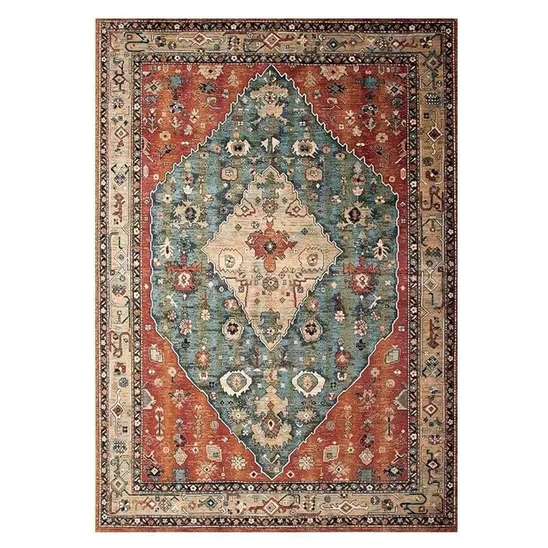 VIKAMA Washable Foldable Imitation Cashmere Carpet Entry Door Mat Persian Retro Style Living Room Bedroom Bed Soft Mat
