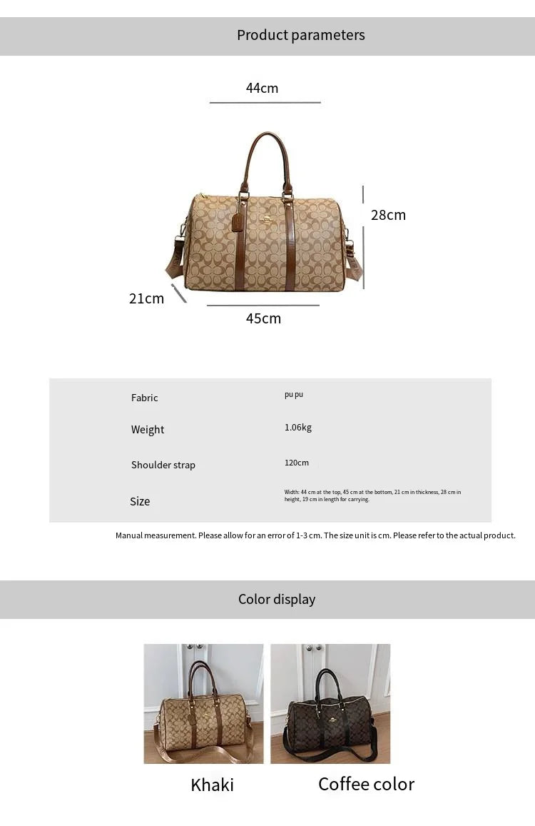 Weekend Getaway Large Duffle Travel Bag, Monogram Canvas Carry On Bag for Business Trip Gym Overnight