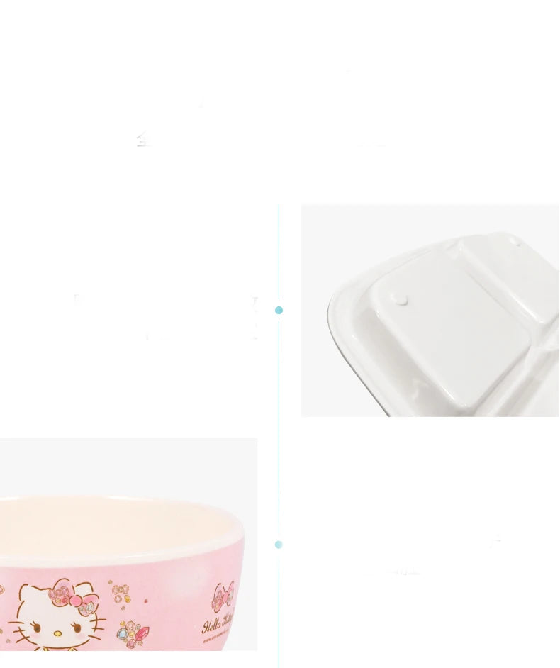 For Hello Kitty Children Tableware Cartoon Irregular-shaped Bowls Anti-scald Dining Plates BPA Free Baby Food Supplement Bowls