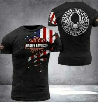 For Harley Davidson European and American Trend Street Motorcycle Tough Man Motorcycle Cotton Printed Short Sleeve High Quality