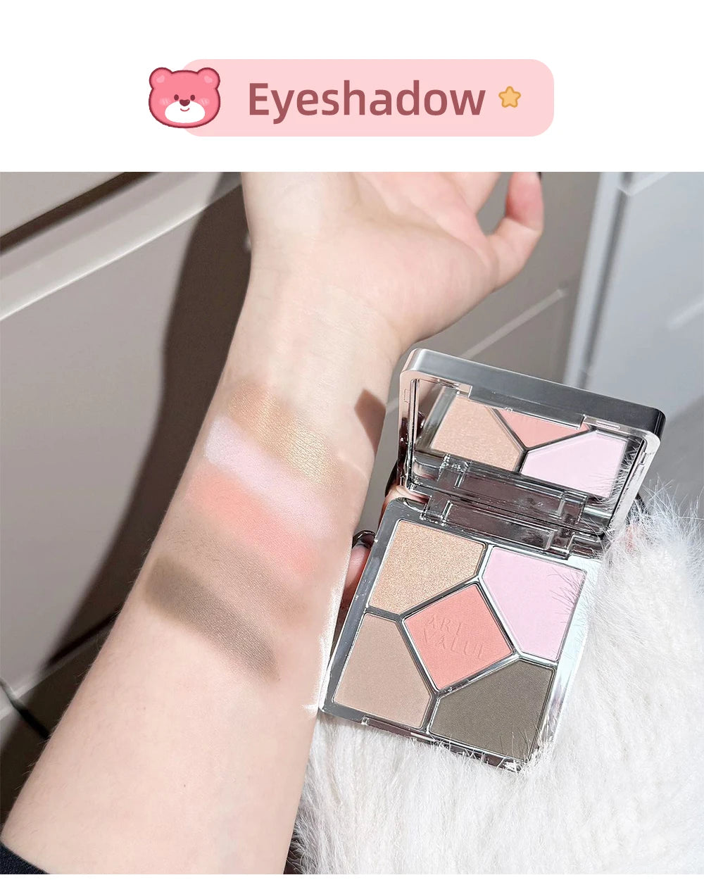 ART VALUE 7PC Makeup Sets Include 3 Colors Lip Mud,1 Pressed Powder,1 Blush,1 Eyeshadow Palette,1 Necklace Beauty Makeup Sets