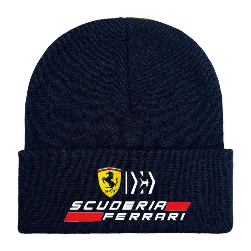 For Ferrari 458 488 599 612 FF F12 F1 Racing Team Motorcycle Enthusiasts Men Casual Knitted Hat Autumn Winter Windproof Warm Cap