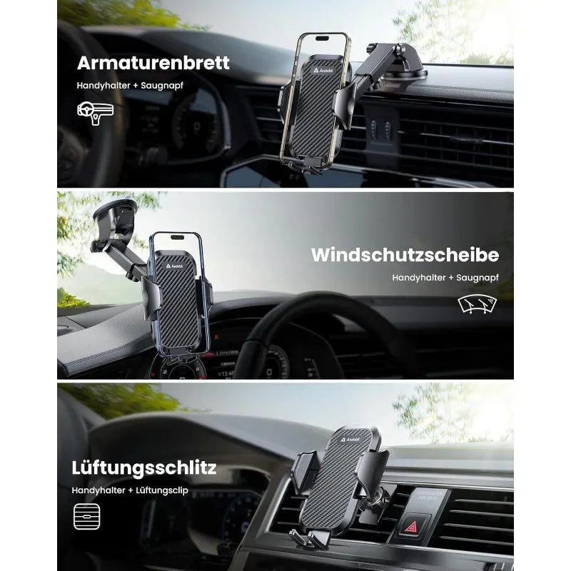 andobil Car Mobile Phone Holder, Ventilation and Suction Cup Holder, 3-in-1 Universal Car Smartphone Holder for iPhone