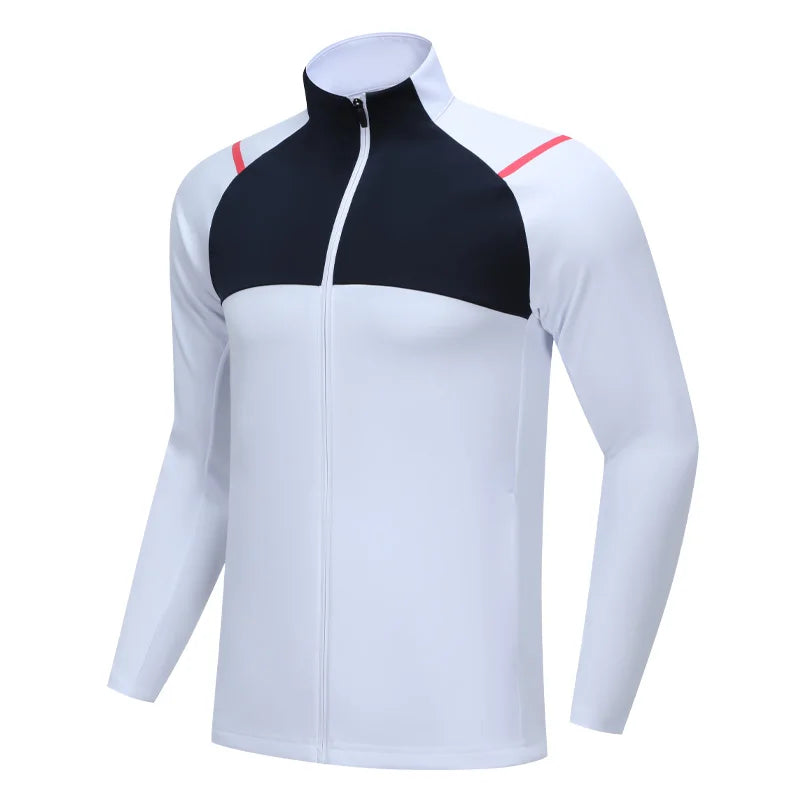 Men Sweatshirt Running Training Patchwork Zipper Pocket Outdoor Casual Fashion Coat Gym Jogging Breathable Quick Drying Jacket