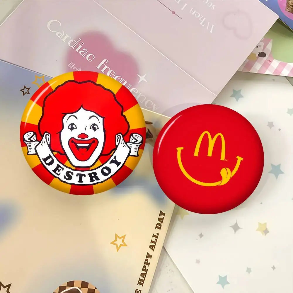 Anime Creative Tinplate Soft Button Pins Animal Icon Brooch Lapel Backpack Badge Accessories Pin Hot McDonalds logo Corp