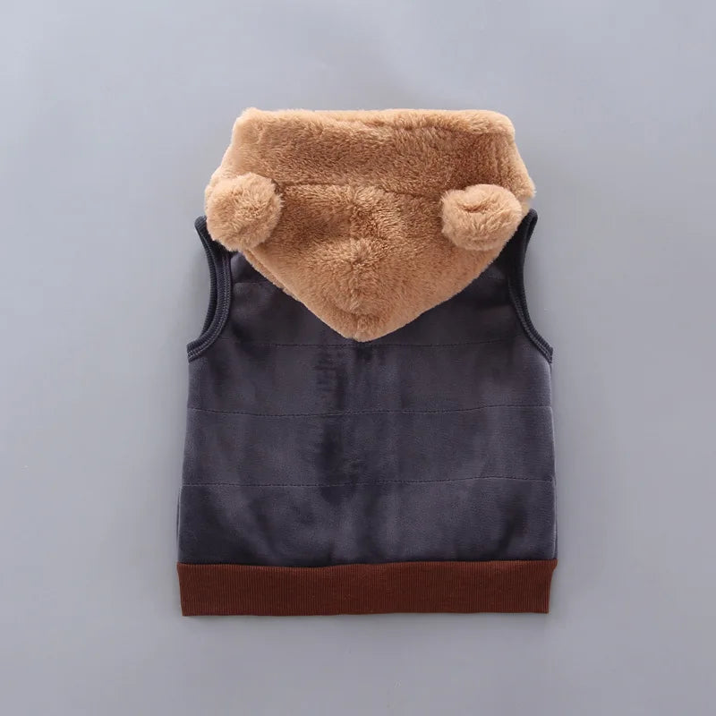 Baby Toddler Boys Girls Clothing Set Tricken Fleece Children Hooded Outerwear Vest Tops Pants 3PCS Kids Warm Fashion Outfits