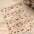 Spring Strawberry Vine 5D Nail Art Stickers Garden Fresh Red Strawberry Green Leaves Flower Cherry Branch Bow Nail Decals DIY