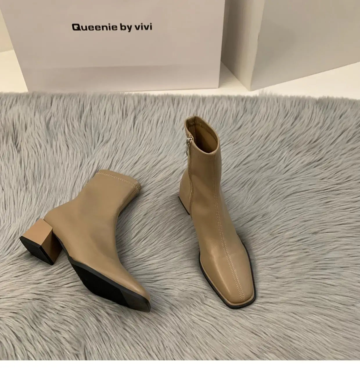 Women's High Heel Leather Boots ort Faion Boots Street Sle Me  PU Upper Spring Autumn Season Thi Heel