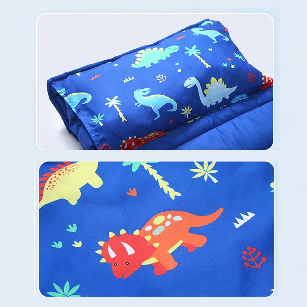Toddler Nap Mat for Daycare Preschool: Kids Sleeping Bag with Pillow and Blanket Kindergarten Prek Naptime Slumber Bag Roll Up