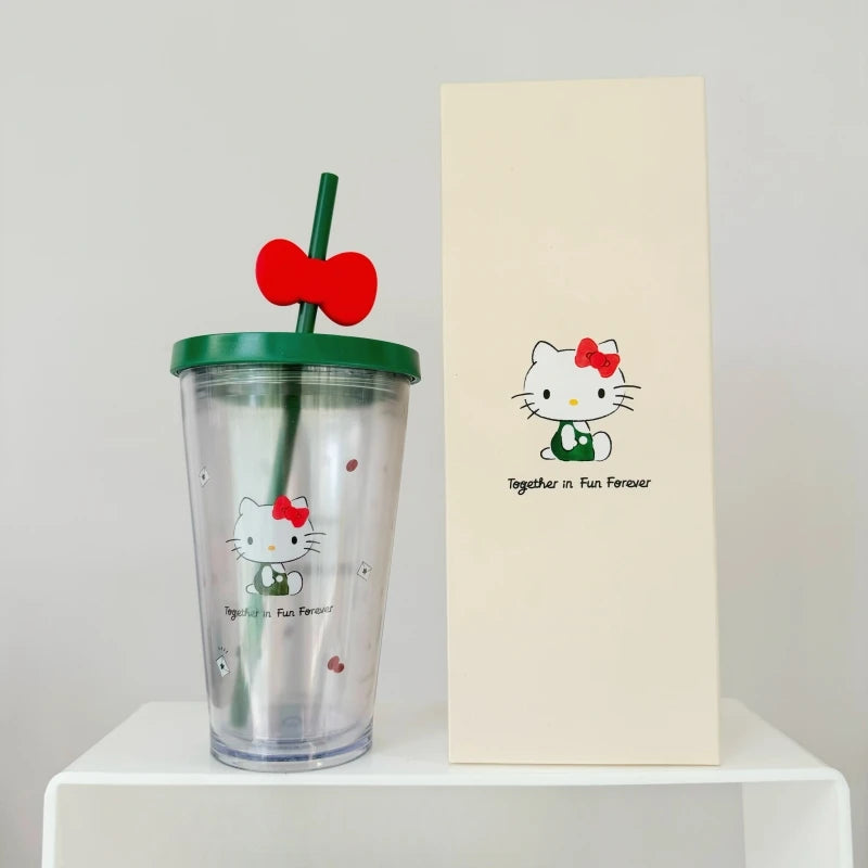 New Hot Limited Edition Sanrio Hello Kitty Co-Branded Cute Mug Straw Cups Stainless Steel Cup Collectibles Cups Halloween Gifts