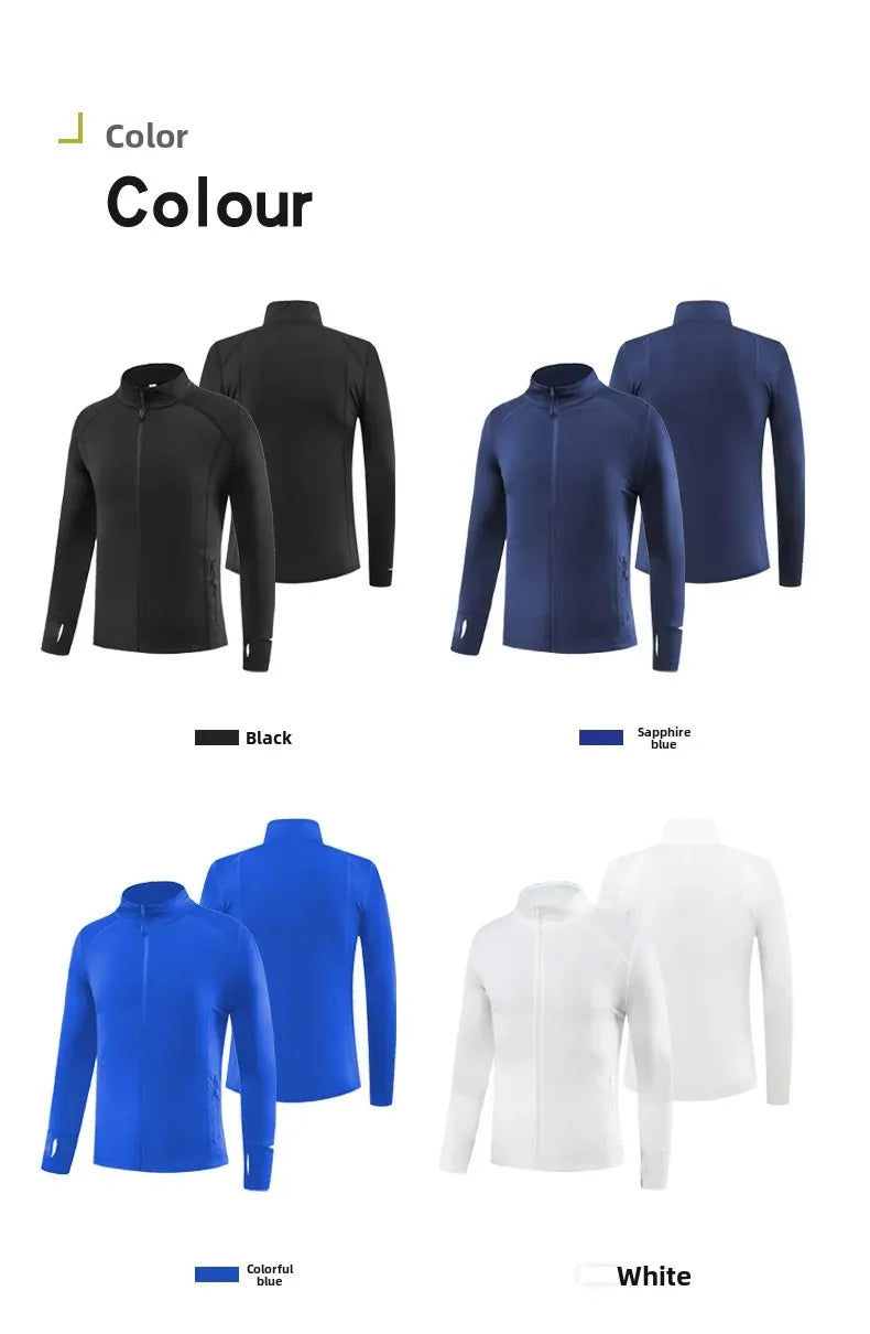 Men's Sport Jacket Quick Dry Fitness Clothes Casual Running Stand Collar Training Suit Flocking Milk Silk Running Outerwear