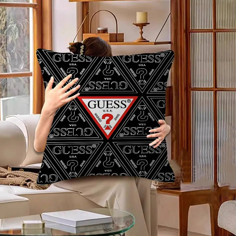 Fashion G_GuessS Logo Printed Pillow Gift Home Office Decoration Pillow Bedroom Sofa Car Cushion CoverPillow Case
