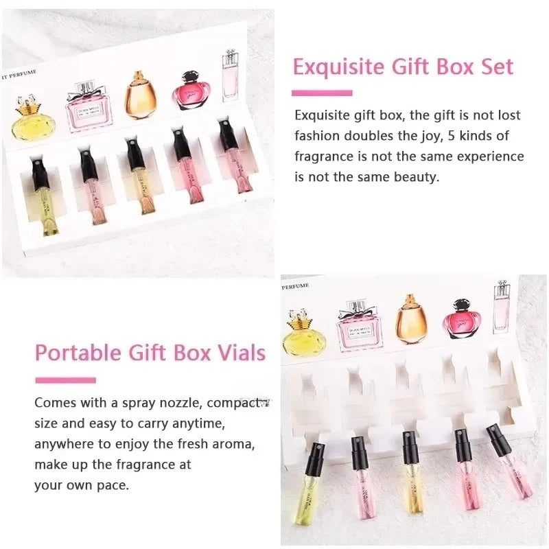 5*3mlWomen's Perfume Set Original Fresh Long-Lasting Floral Fragrance Eau De Toilette Gift Box Five-Piece Plant-Based Collection