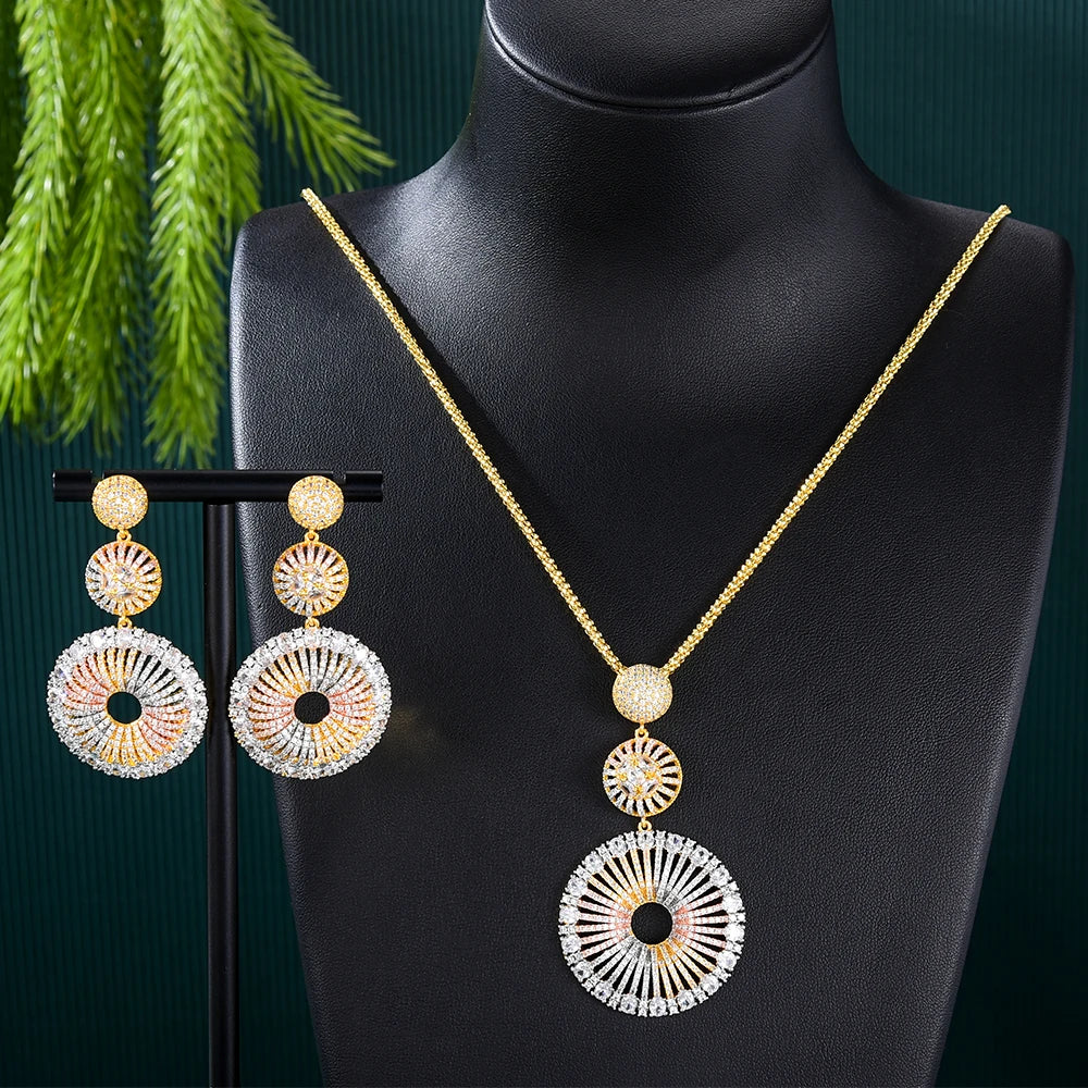 GODKI Luxury 2PCS Nigerian Jewelry sets For Women Wedding Cubic Zircon CZ Dubai Gold Bridal Accessory
